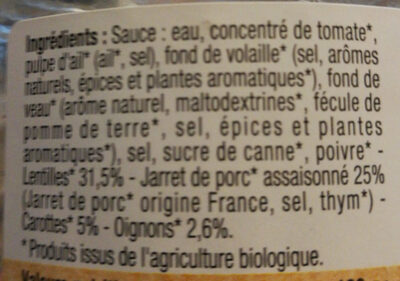 Jarret de porc mitonné aux lentilles - Ingredients - fr