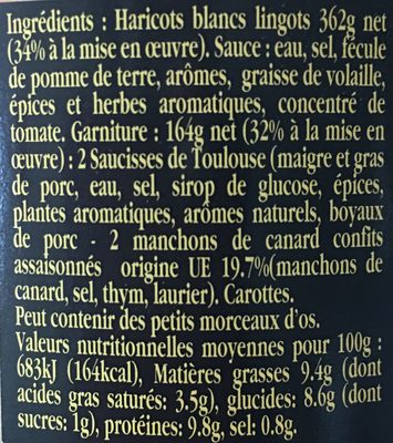Cassoulet au Confit de Canard - Ingredients - fr