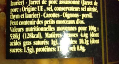 Petit Salé d'Oie Aux Lentilles Vertes Cuisinées - Nutrition facts