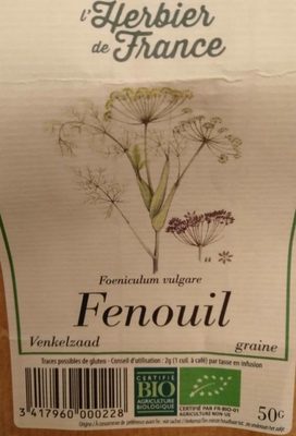 FENOUIL graine sachet 50g* - Nutrition facts - fr