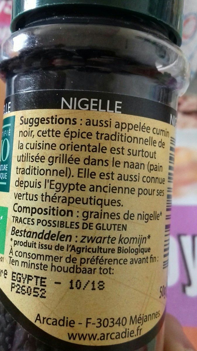 NIGELLE graines - Ingredients - fr