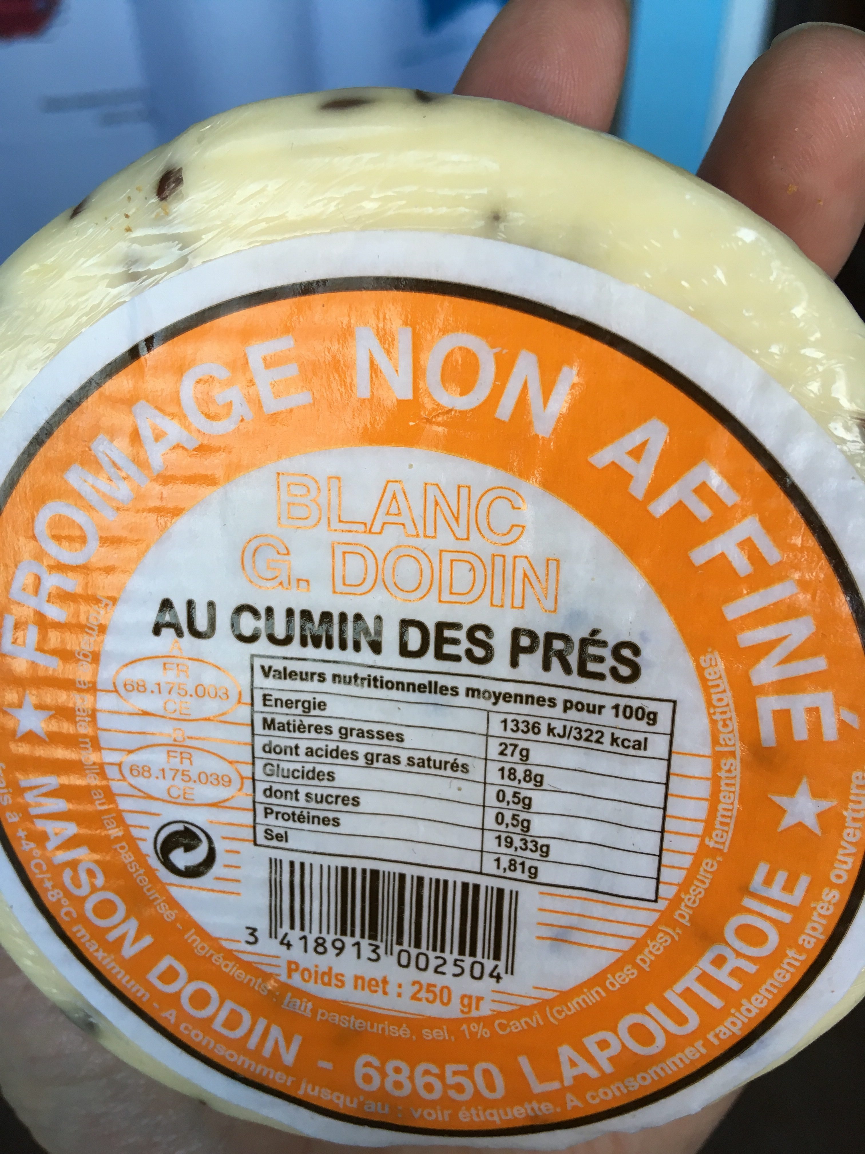 Fromage non affiné - Blanc G. Dodin au cumin des prés - Ingrédients