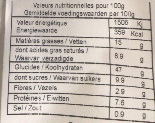 Brioche à L'Epeautre - Nutrition facts - fr