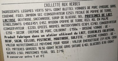Caillette aux herbes - Ingredients - fr