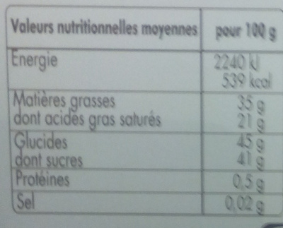 Tuiles Chocolat Noir aux Éclats de Menthe - Nutrition facts - fr