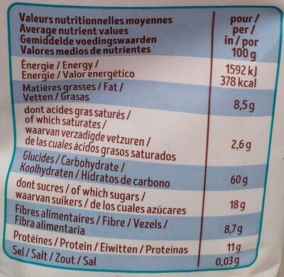 Muesli+sans gluten Raisin, Figue, Banane - Nutrition facts - fr