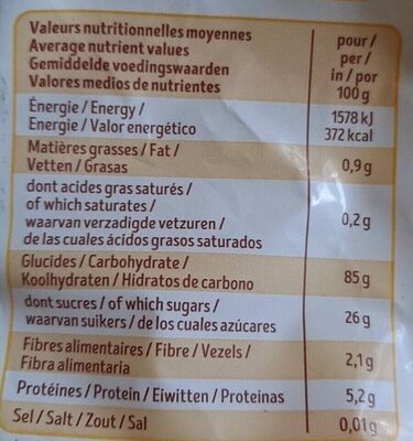 Mops miel - Nutrition facts