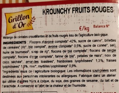 Krounchy fruits rouges - Ingredienti - fr