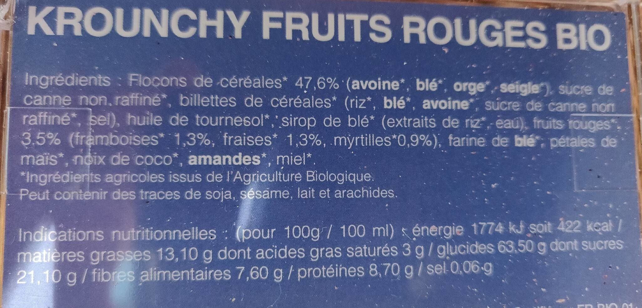 Krounchy fruits rouges - Valori nutrizionali - fr