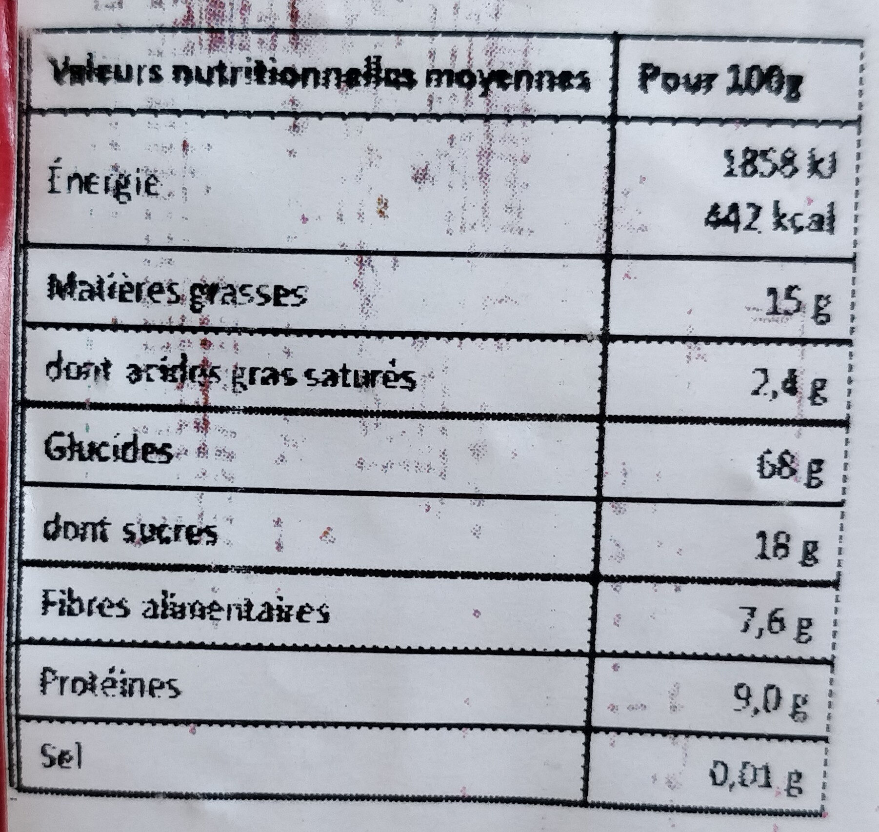 Krounchy chocolat - Voedingswaarden - fr