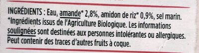 Boisson Amande - Ingredients - fr