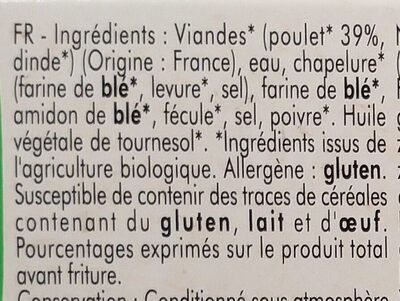 Nuggets de poulet bio - Ingredients - fr