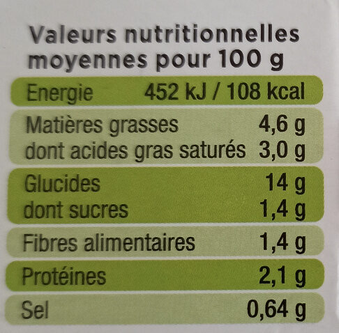 L'écrasé de pommes de terre au beurre & sel de guérande - Voedingswaarden - fr