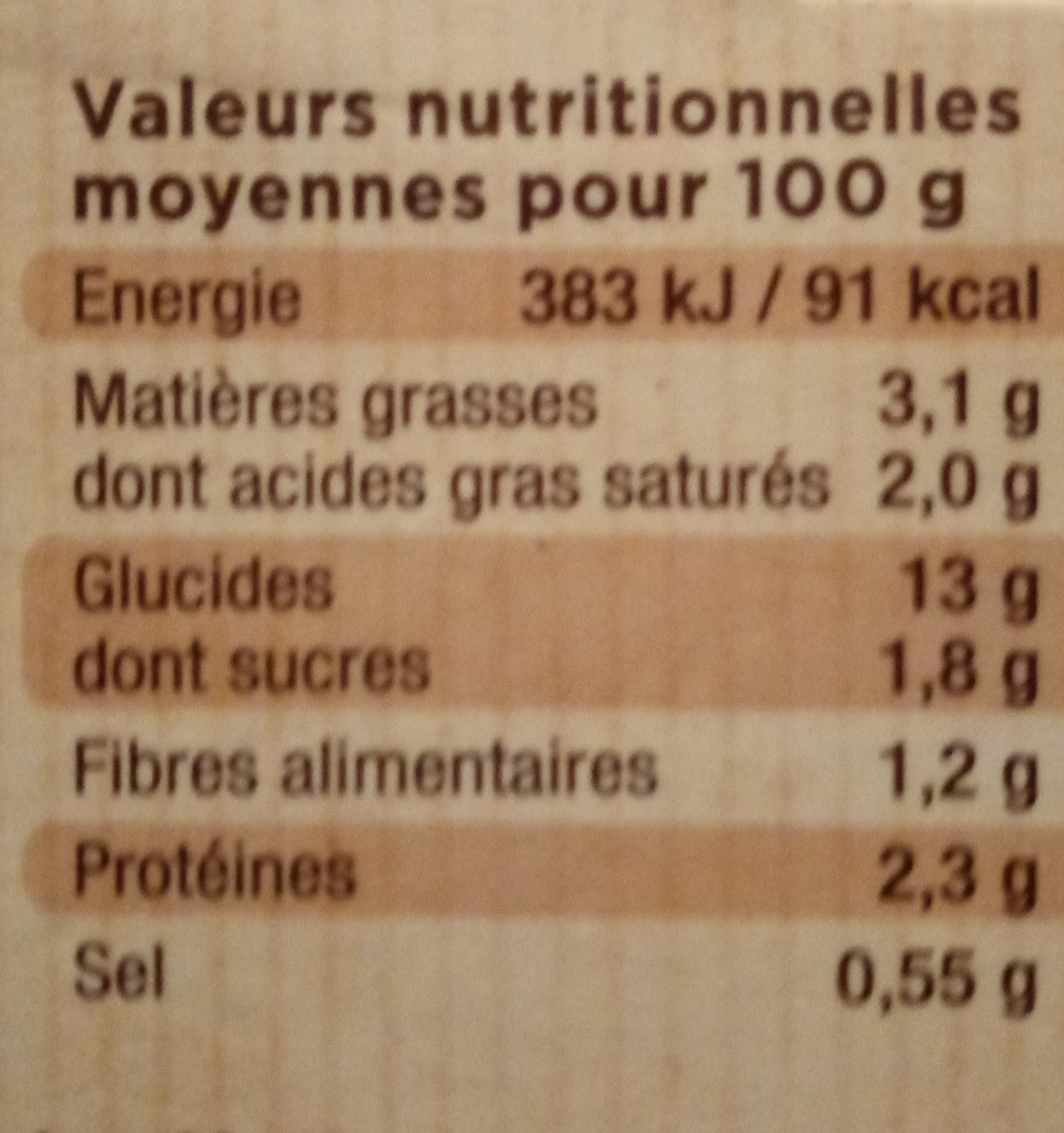 Mes purées bio - Pomme de terre pointe de muscade - Voedingswaarden - fr