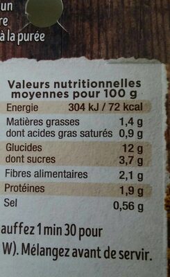 Purée de patates douces - Voedingswaarden - fr