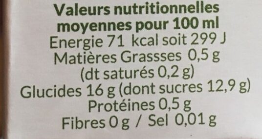 Gourde Bio Purée à Boire - 4 saveurs - Información nutricional - fr
