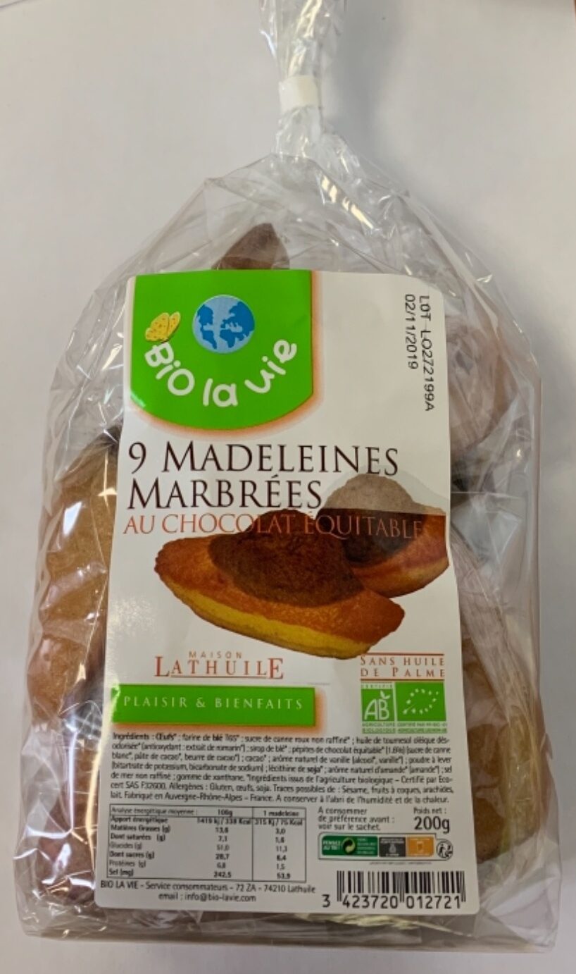 9 madeleines marbrées au chocolat équitable - Product - fr