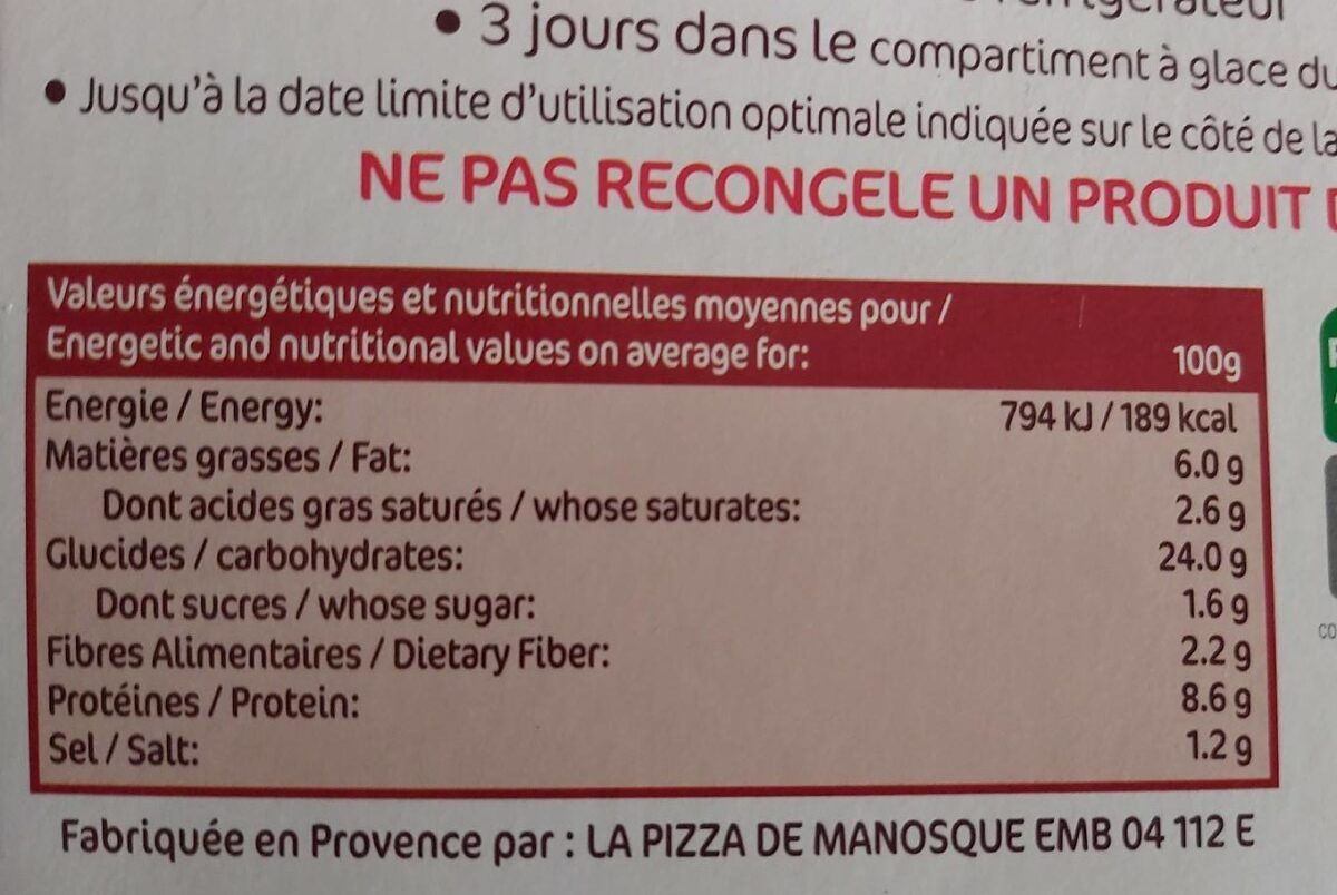 La pizza royale halal - Nutrition facts - fr