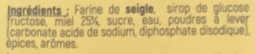 Pain d'épices au miel🍯🐝prétranché - Ingredients - fr