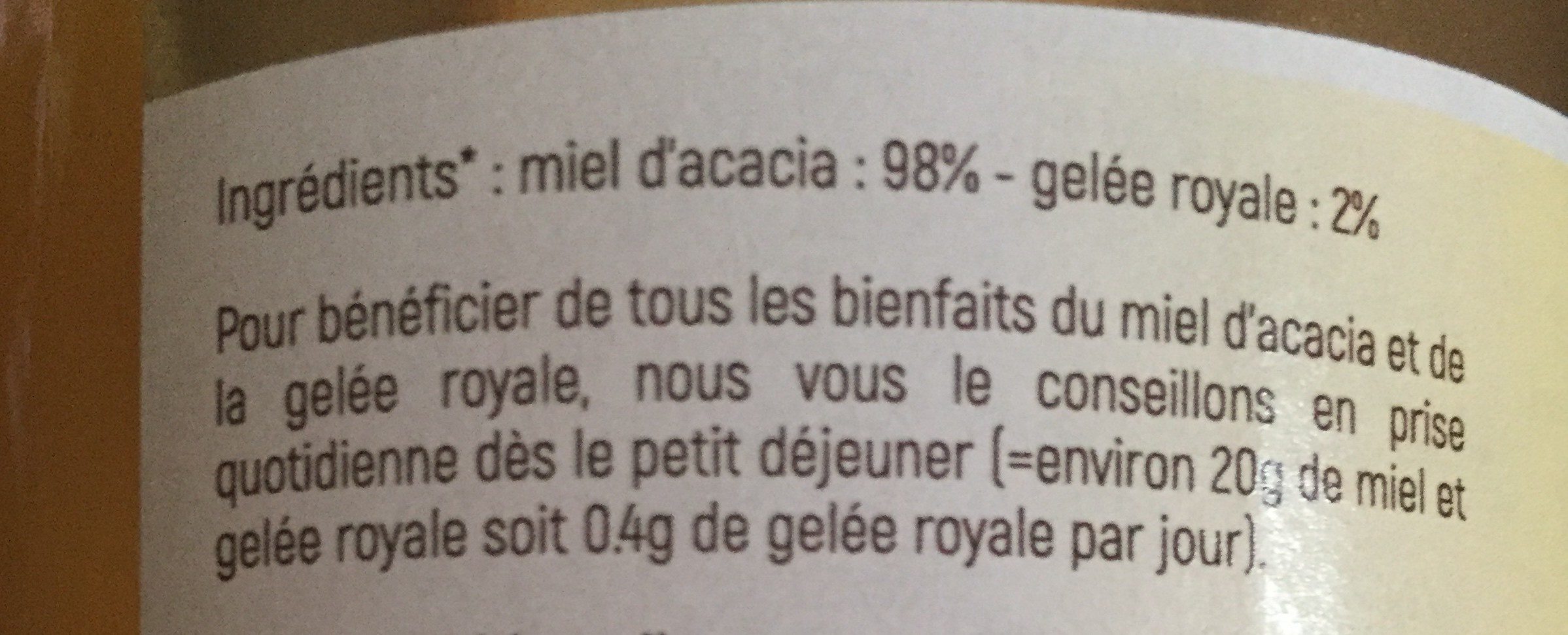 Miel d'acacia et gelée royale - Ingredients - fr