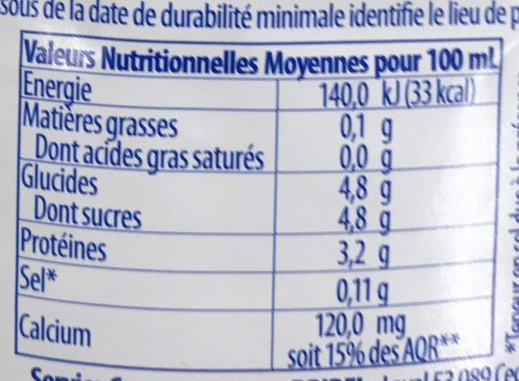 Le Lait Écrémé - Nutrition facts - fr