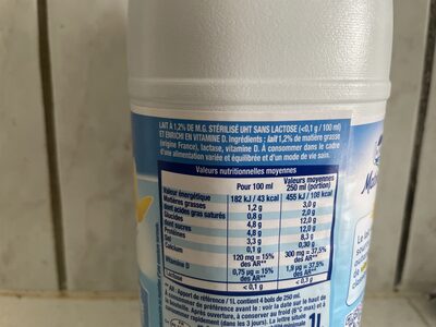 Matin Léger - Lait sans lactose - Ingrédients