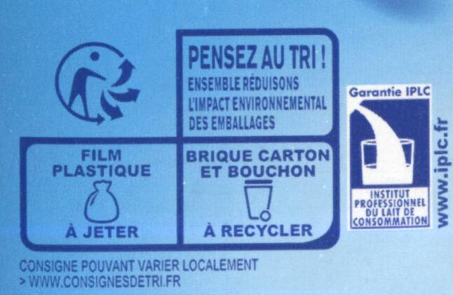 Lactel - Demi Écrémé - Instruction de recyclage et/ou informations d'emballage