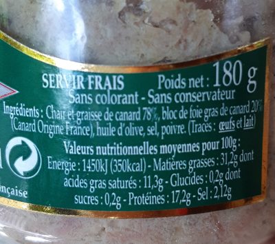 Rillettes de canard au bloc de foie gras - 2