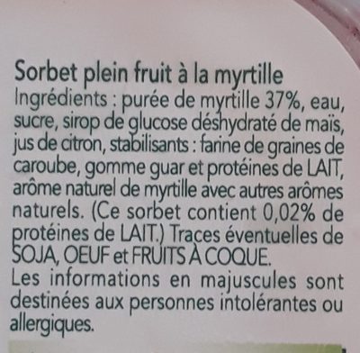Sorbet myrtille - Ingredientes - fr