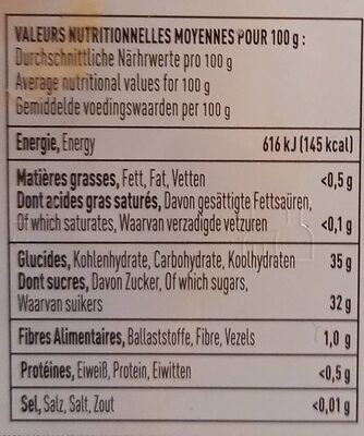 Mangue - Nutrition facts - fr