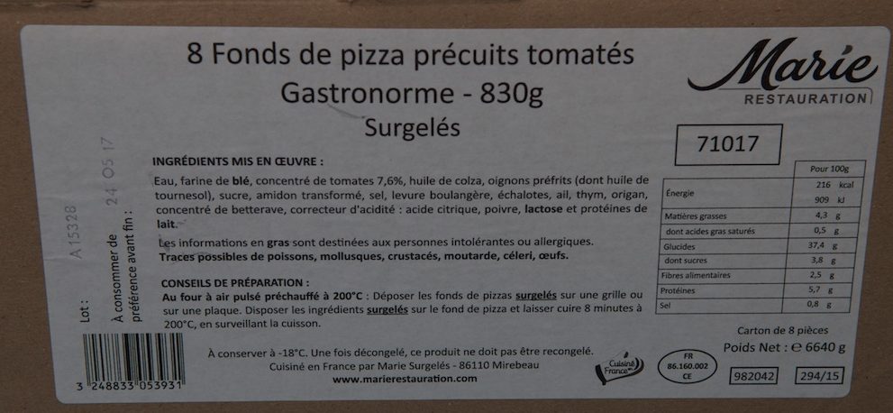 8 Fonds de Pizza Précuits Tomatés Gastronorme - Produkt - fr
