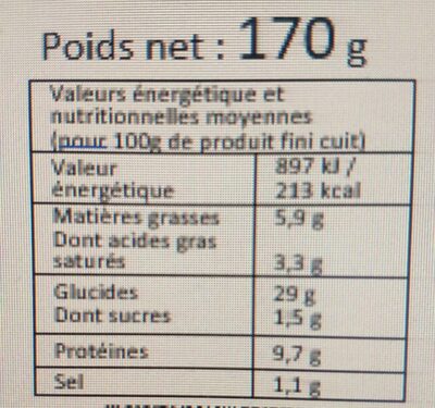 Fozza poivrons courgette grillée - Nutrition facts - fr