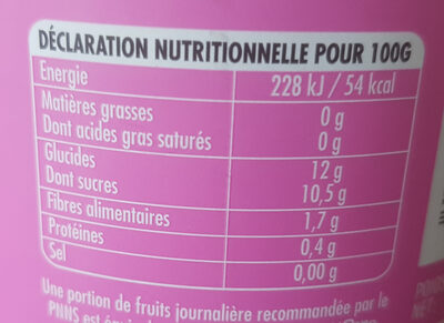 Dani'Pom - Pomme Vanille - Nutrition facts - fr