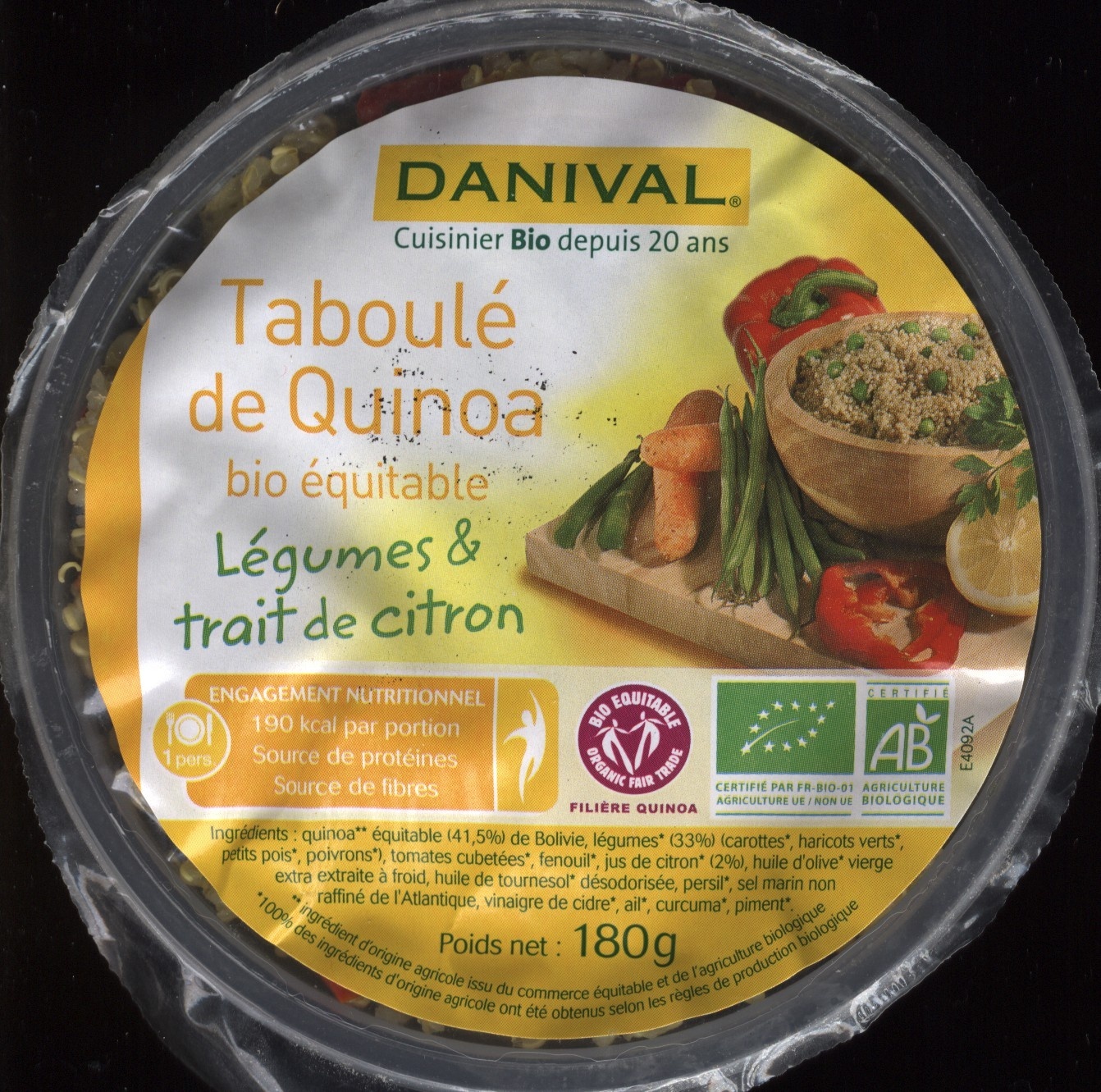 Taboulé quinoa, légumes et citron - Produit