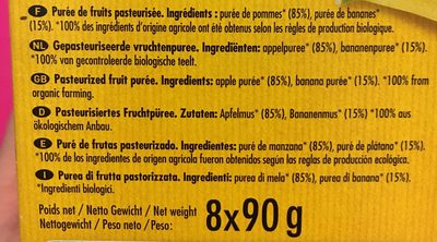 Pokibio - Purée Pomme & Banane 100% Fruit Bio - المكونات - fr
