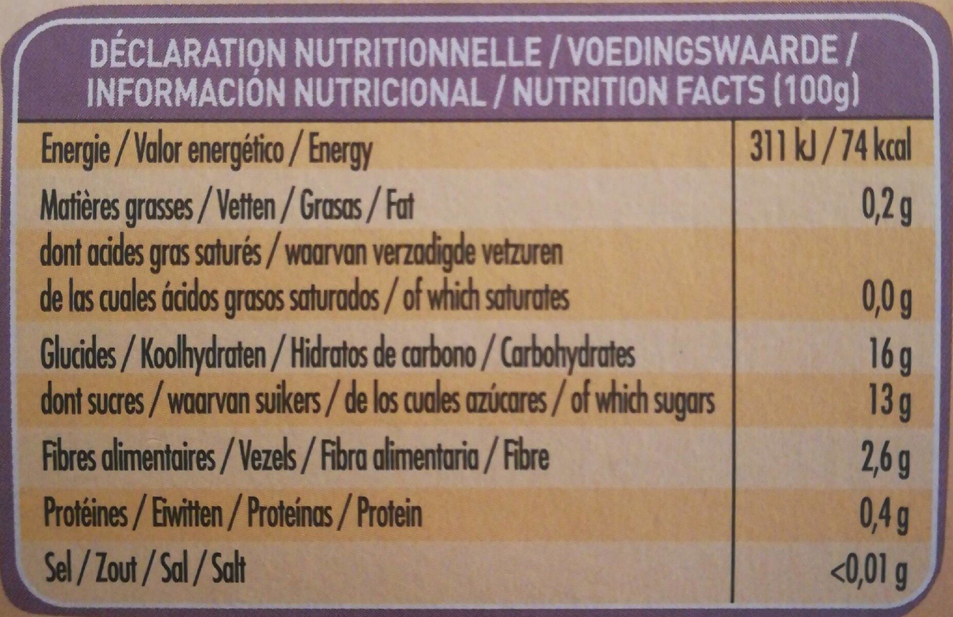 Purée Pomme Pruneaux - Nutrition facts - fr