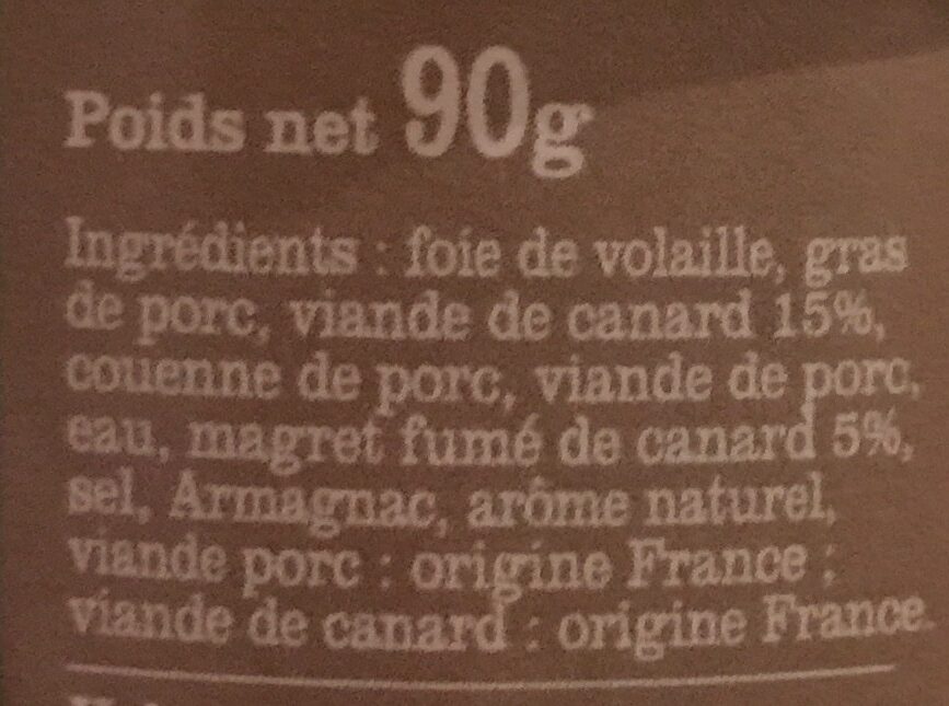 Terrine de canard au magret - Ingredients - fr