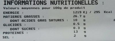 Saucisse à griller au Munster - Nutrition facts - fr