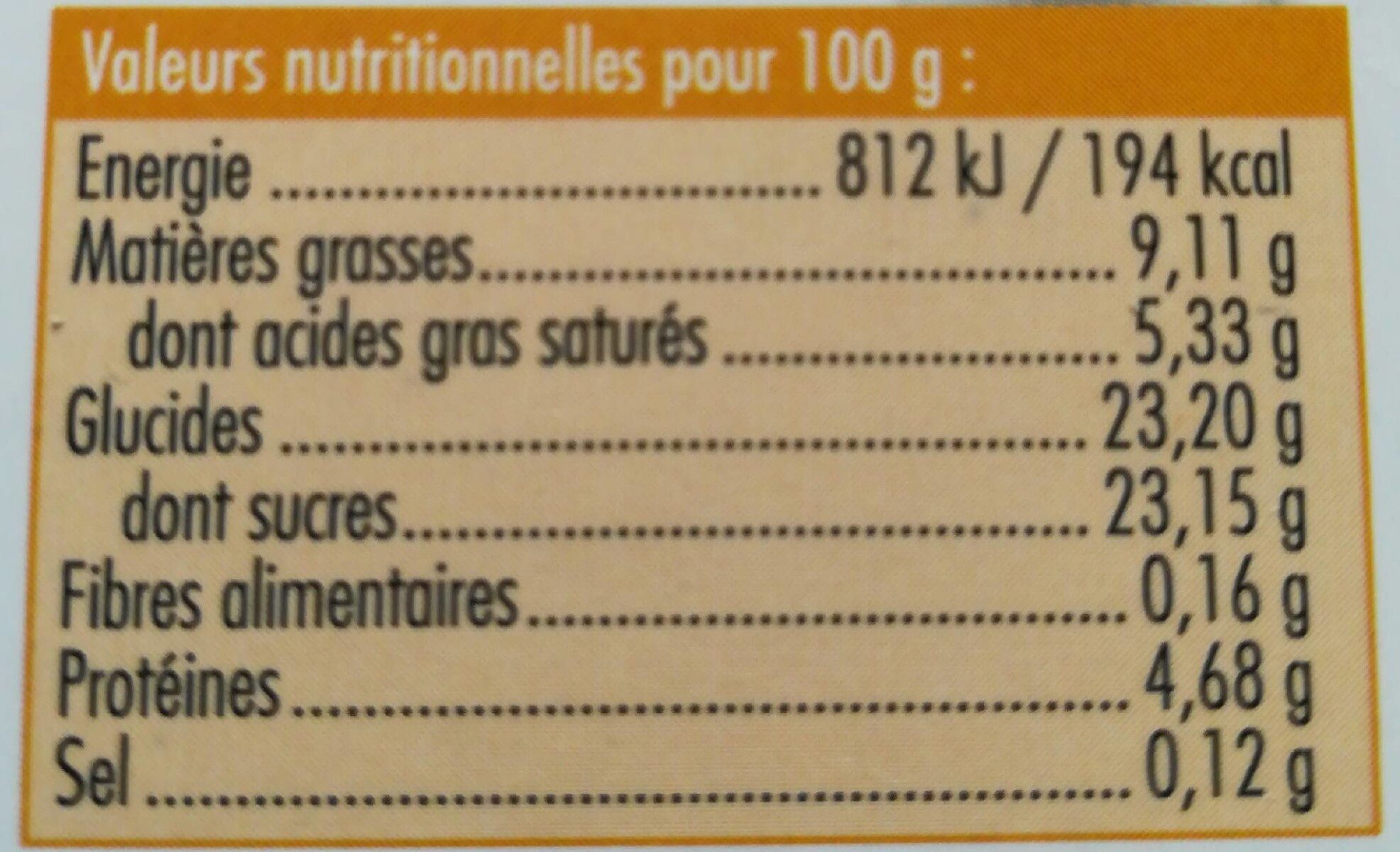 Crème glacée Vanille - Nutrition facts - fr