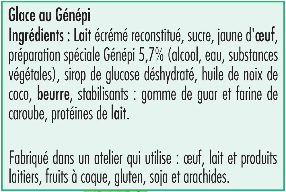 Glace au Génépi des Pères Chartreux - Ingredients - fr