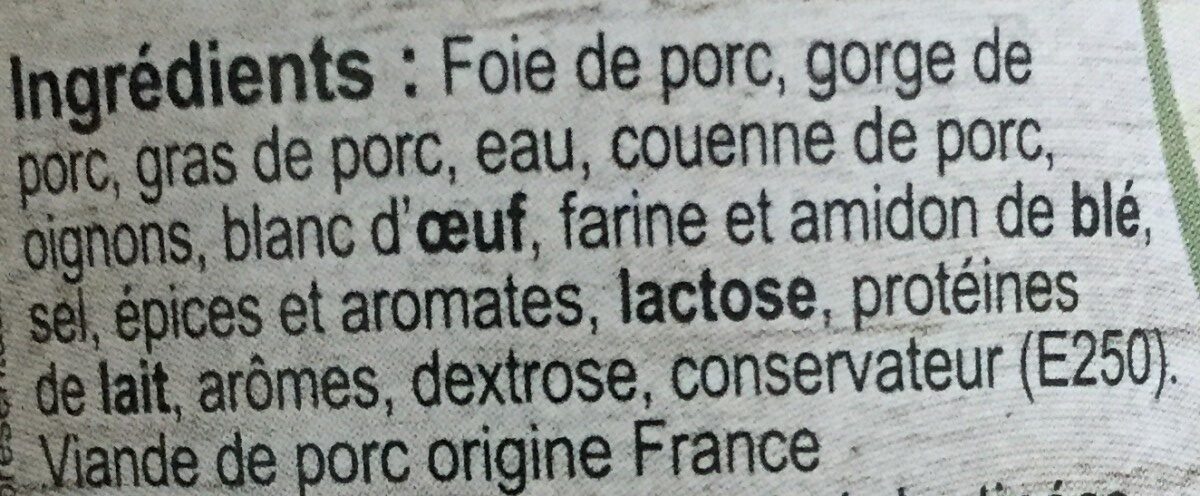 1 / 6 Pate Campagne 130G Le Floch - Ingredients - fr