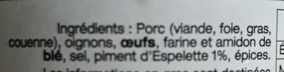 Terrine de campagne au piment d'espelette - Ingredients - fr