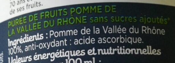 Purée de fruits pomme de la vallée du Rhône - Ingredients - fr