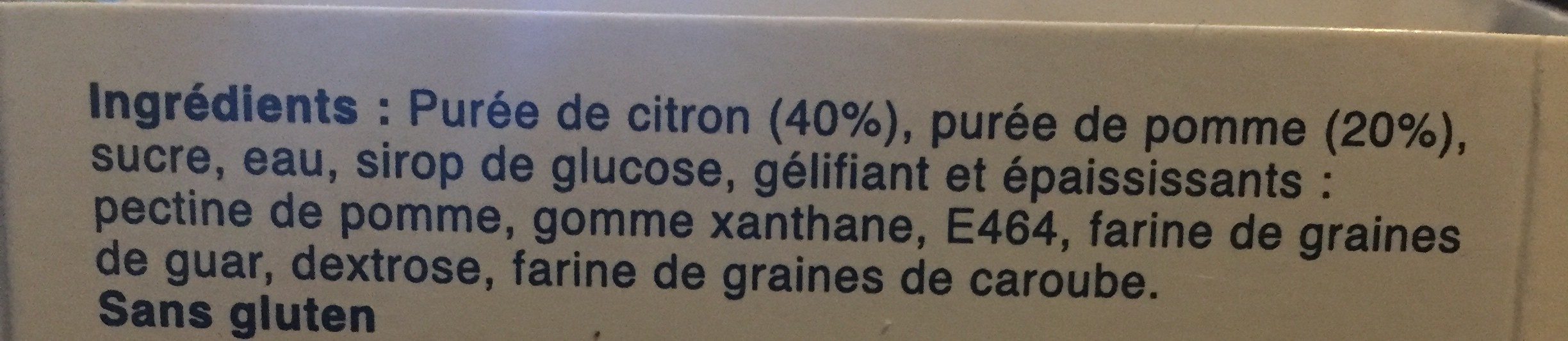 Sorbet Citron - Ingrédients