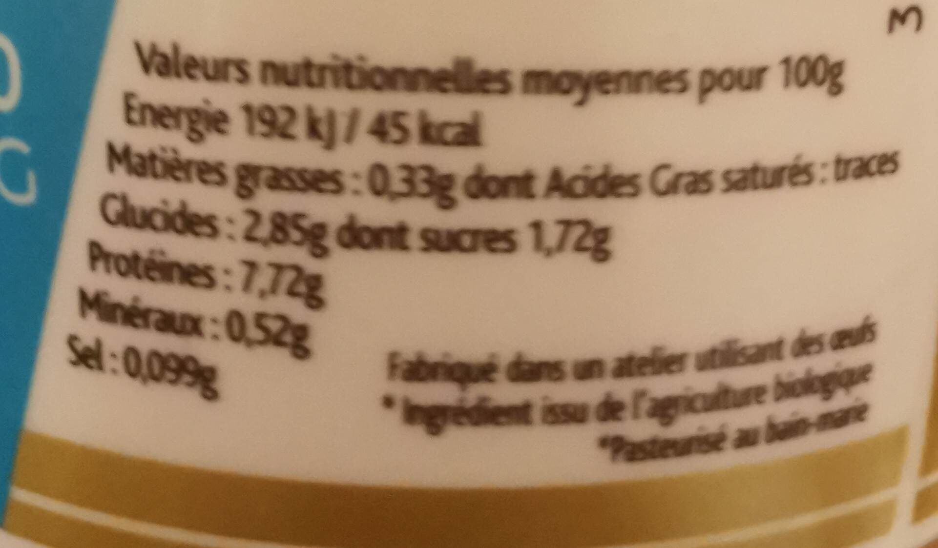 Fromage Blanc Campagnard 0% MG - Nutrition facts - fr