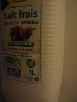 Lait frais de vache jersiaise pasteurisée au bain-marie - Nutrition facts