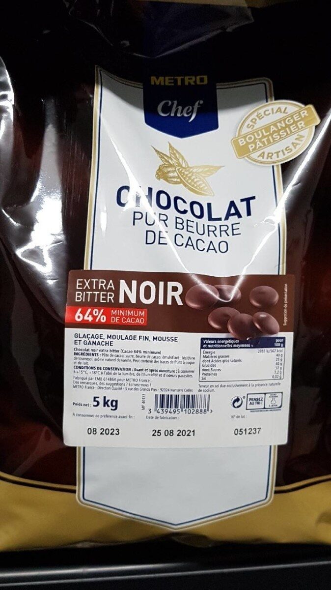 Chocolat - Tableau nutritionnel