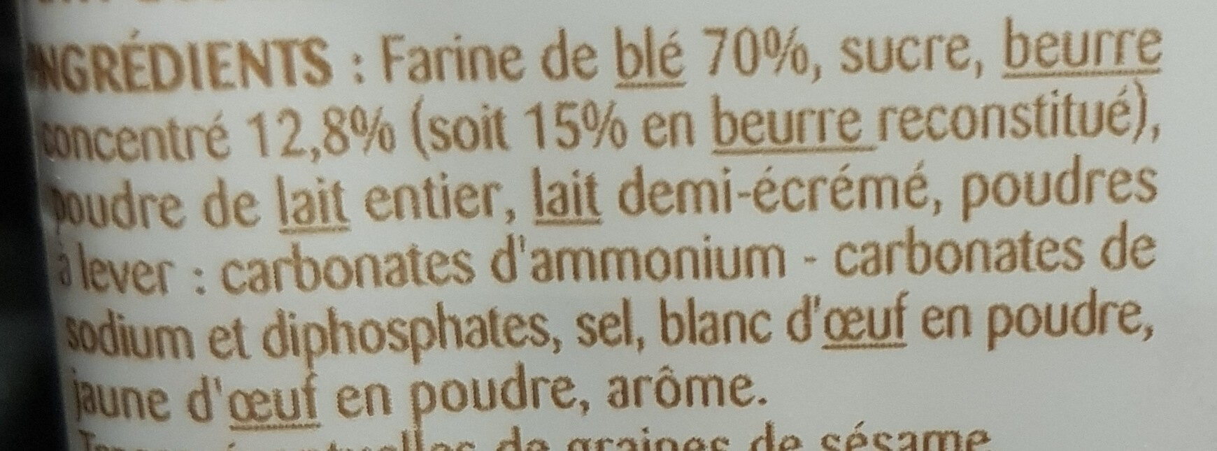 Petit beurre - Ingredienser - fr