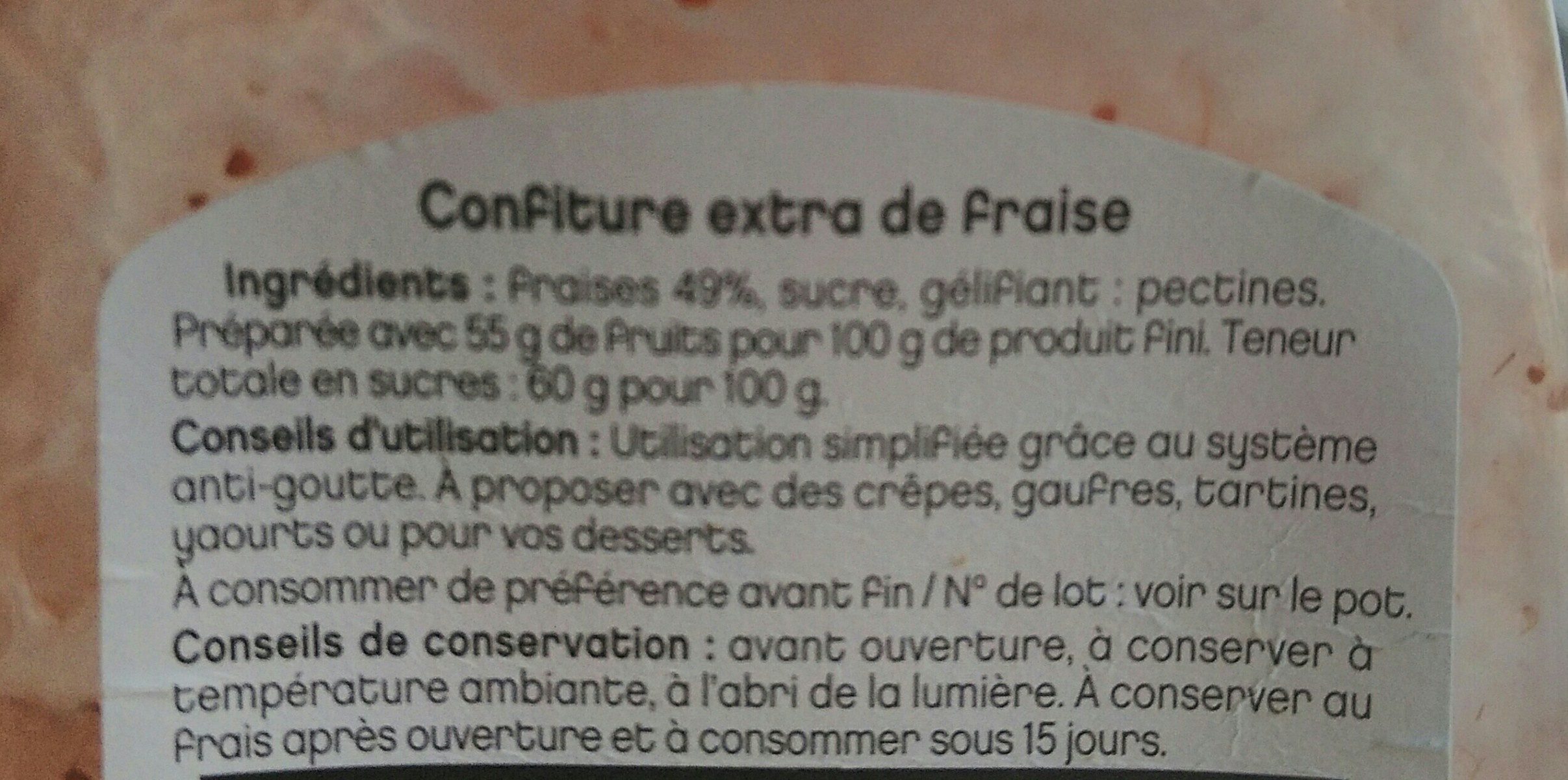 Confiture extra de Fraise - Ingredients - fr