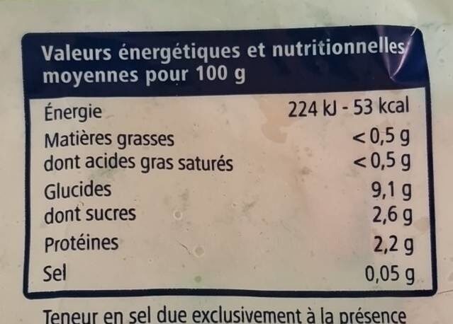 Printanière de legumes - Informació nutricional - fr